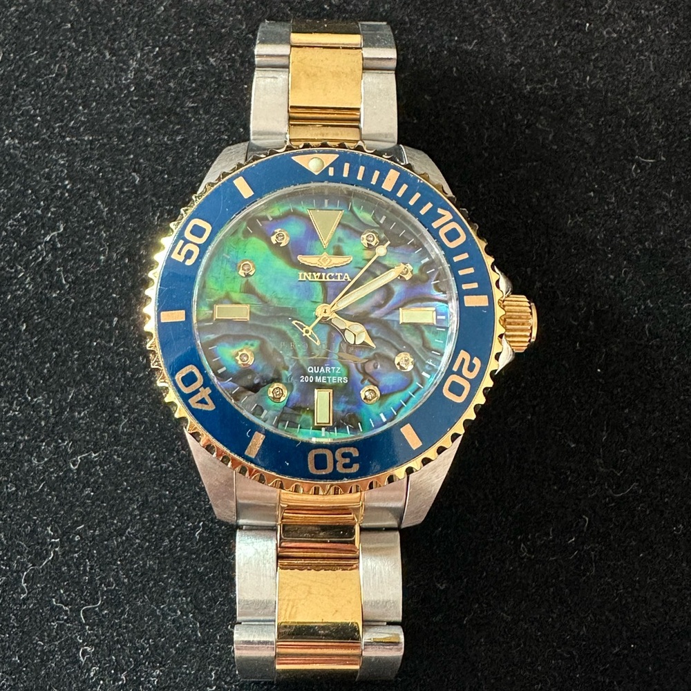 Invicta Watch 32931 Lady PRODIVER 38mm Quartz Mov Blue Green Abalone Dial NEW